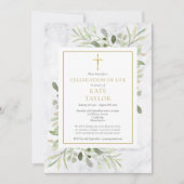 Elegant Marmer Viering van het Leven Begrafenis Kaart (Voorkant)