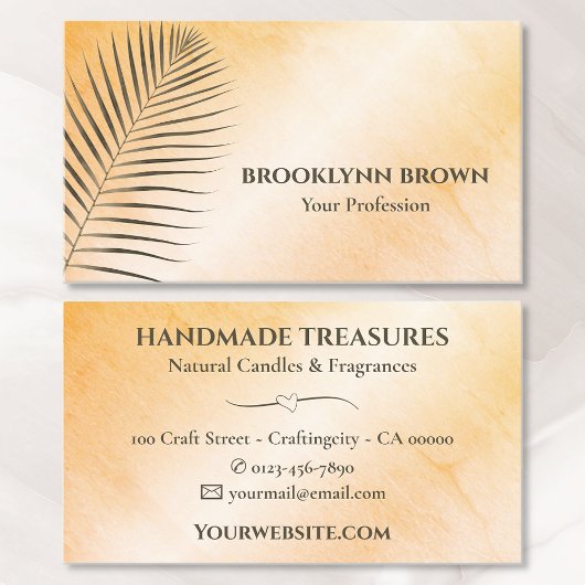 Elegant Marmer Waterverf Floral Modern Sinaasappel Visitekaartje