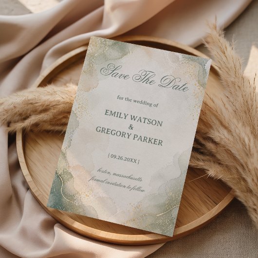 Elegant Marmer Waterverf Save The Date