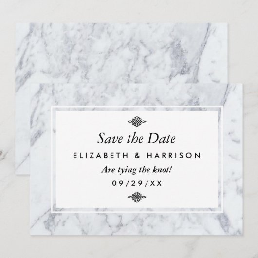 Elegant  marmer Wedding Save the Date (Voorkant / Achterkant)