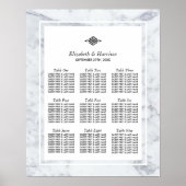 Elegant  marmer Wedding Seating Chart Poster (Voorkant)
