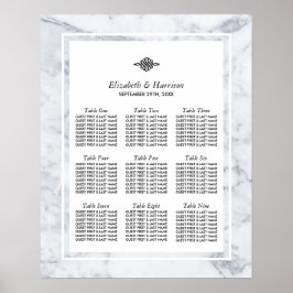 Elegant  marmer Wedding Seating Chart Poster