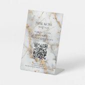 Elegant, Marmer-Wit-Goud, Salon, QR-Code Reclamebord Met Voetstuk (Voorkant)