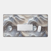 Elegant Marmer Witte Hemelse Maan Bureaumat (Keyboard & Muis)