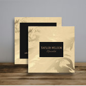 Elegant marmer zwart en goud vierkante visitekaartje