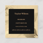 Elegant marmer zwart en goud vierkante visitekaartje (Achterkant)