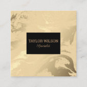 Elegant marmer zwart en goud vierkante visitekaartje (Voorkant)