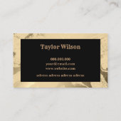 Elegant marmer zwart en goud visitekaartje (Achterkant)