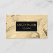Elegant marmer zwart en goud visitekaartje (Voorkant)