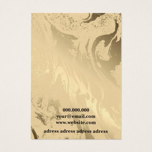 Elegant marmer zwart en goud visitekaartje (Achterkant)