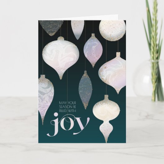 Elegant Marmered Ornamenten Joy Wenskaart Kaart (Voorkant)