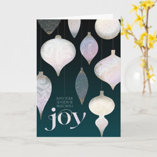 Elegant Marmered Ornamenten Joy Wenskaart Kaart (Gele Bloem)