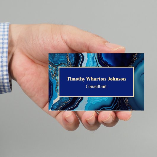 Elegant marmeren agaat donkerblauw goud werveling visitekaartje