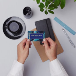 Elegant marmeren agaat donkerblauw goud werveling visitekaartje