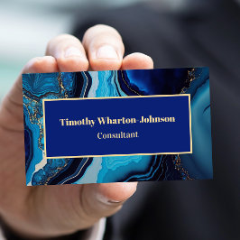 Elegant marmeren agaat donkerblauw goud werveling visitekaartje