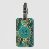 Elegant marmeren beige turquoise blauw Blauwgroen  Bagagelabel (Voorkant (verticaal))