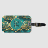 Elegant marmeren beige turquoise blauw Blauwgroen  Bagagelabel (Voorkant (horizontaal))