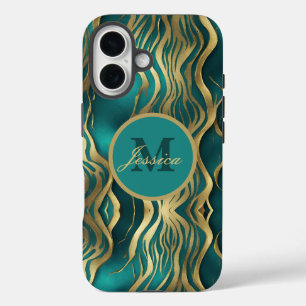 Elegant marmeren beige turquoise blauw Blauwgroen  iPhone 16 Hoesje