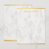 Elegant Marmeren Gouden Hand Script Gepersonalisee Notitiekaartje (Voorkant / Achterkant)
