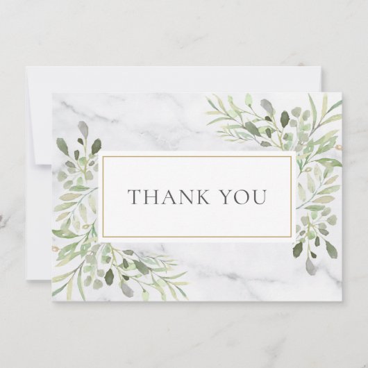 Elegant Marmeren Groene Bladeren Bedankt (Voorkant)