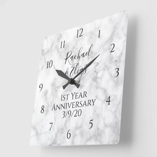 Elegant Marmeren Huwelijksjubileum Bruiloft Vierkante Klok (Hoek)