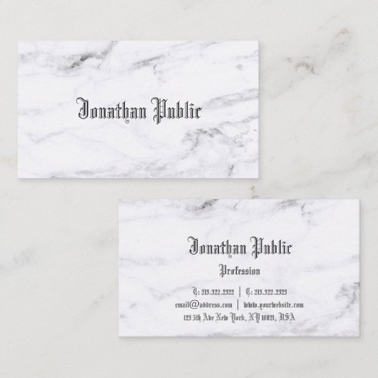 Elegant Marmeren Ontwerp Classic Font Trendy Plain Visitekaartje (Voorkant / Achterkant)