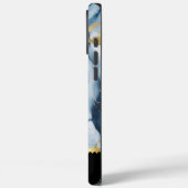 Elegant marmeren ontwerp met blauwe en gouden acce Case-Mate iPhone case (Achterkant / Links)