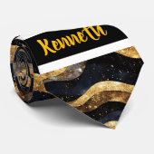 Elegant marmeren ontwerp met gouden tinten stropdas (Opgerold)