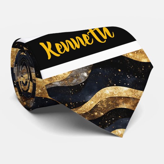 Elegant marmeren ontwerp met gouden tinten stropdas (Opgerold)