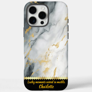 Elegant marmeren patroon met gouden accenten in gr iPhone 16 pro max hoesje