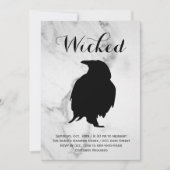 Elegant Marmeren Raaf Halloween Kostuumfeest Kaart (Voorkant)