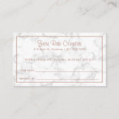 Elegant Marmeren Roos Goud Modern Aanbevelingskaartje (Achterkant)