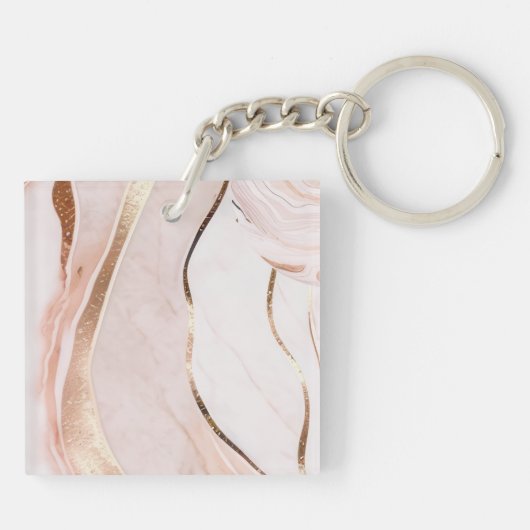 Elegant marmeren Roos goud Sleutelhanger (Achterkant)