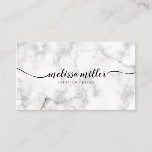 Elegant marmeren script kalligrafie minimaal visitekaartje (Voorkant)