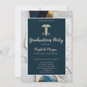 Elegant Marmeren Steen Goud Verpleegster Afstudeer Kaart (Voorkant)