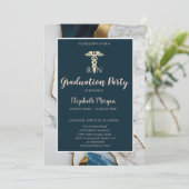 Elegant Marmeren Steen Goud Verpleegster Afstudeer Kaart (Staand voorkant)