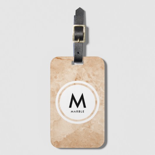 Elegant Marmeren Steen Monogram Bagagelabel (Voorkant (verticaal))