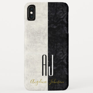 Elegant Marmeren Zwart-wit Initialen Monogram Case-Mate iPhone Case
