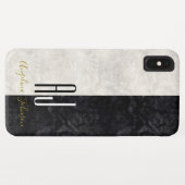 Elegant Marmeren Zwart-wit Initialen Monogram Case-Mate iPhone Case (Achterkant (horizontaal))