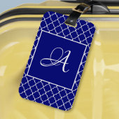 Elegant Marokkaans damast marine Blauw monogram Bagagelabel