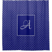 Elegant Marokkaans damast marine Blauw monogram Douchegordijn (Voorkant)