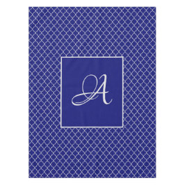 Elegant Marokkaans damast marine Blauw monogram Tafelkleed