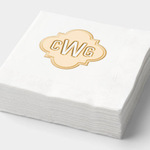 Elegant Marokkaans Quatrefoil 3 Initiaal Monogram Folie Servetten