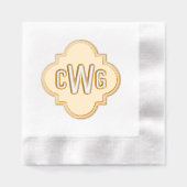 Elegant Marokkaans Quatrefoil 3 Initiaal Monogram Folie Servetten (Voorkant)