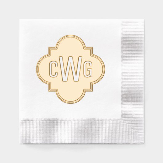 Elegant Marokkaans Quatrefoil 3 Initiaal Monogram Folie Servetten (Voorkant)
