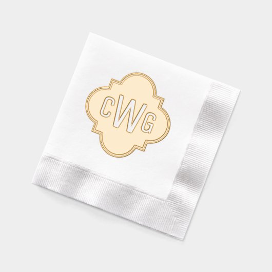 Elegant Marokkaans Quatrefoil 3 Initiaal Monogram Folie Servetten (Links)