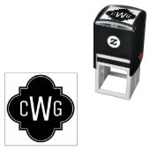 Elegant Marokkaans Quatrefoil 3 Initiaal Monogram Zelfinktende Stempel (In situ)