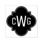 Elegant Marokkaans Quatrefoil 3 Initiaal Monogram Zelfinktende Stempel (Design)