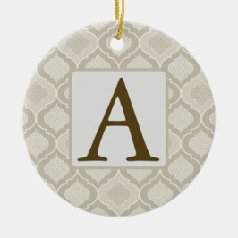 Elegant Marokkaans trellispatroon in neutrale tint Keramisch Ornament