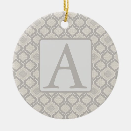Elegant Marokkaans trellispatroon in neutrale tint Keramisch Ornament (Voorkant)